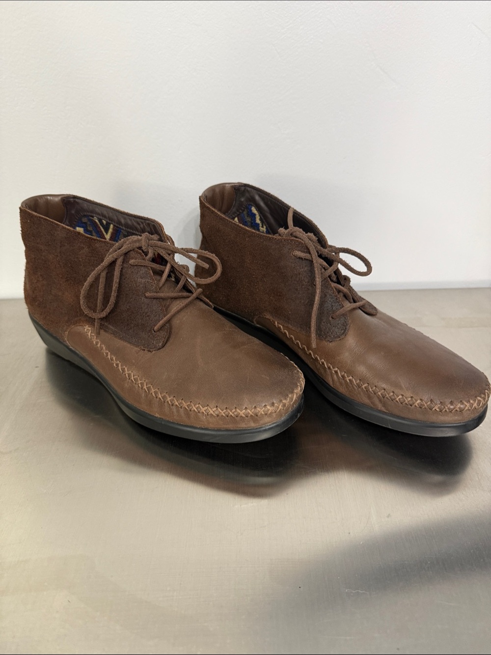 SAS Women's Brown Leather & Suede Lace-Up Ankle Booties
